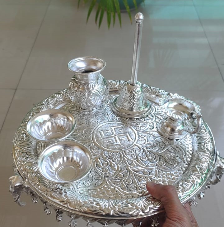 MpSh0052350_ Antique elephant trunk pooja thali_Rs.2500