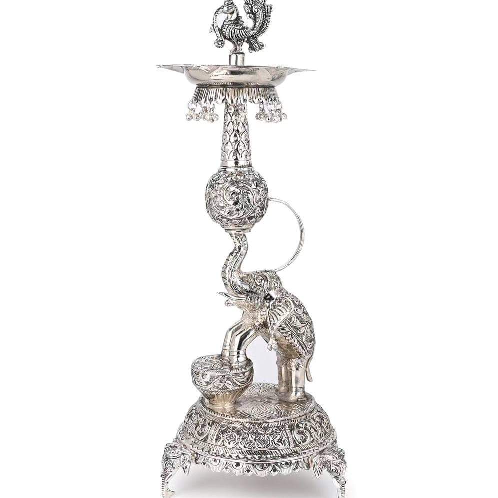 UP0192600_German Silver Antique Kuthuvilakku_Rs.3000 Per Kg 1.1.kg